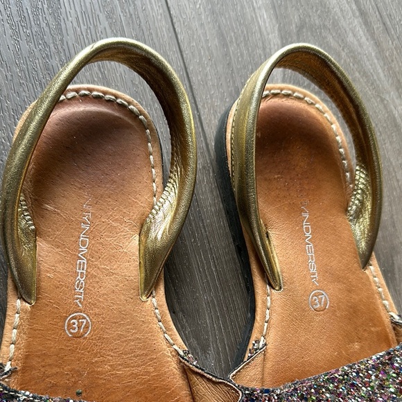 Gold Glitter Flats with Open Back Design - Picture 3 of 7